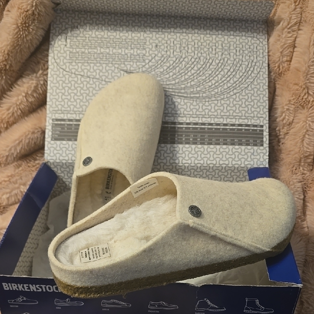 Birkenstock Cream Wool Clogs